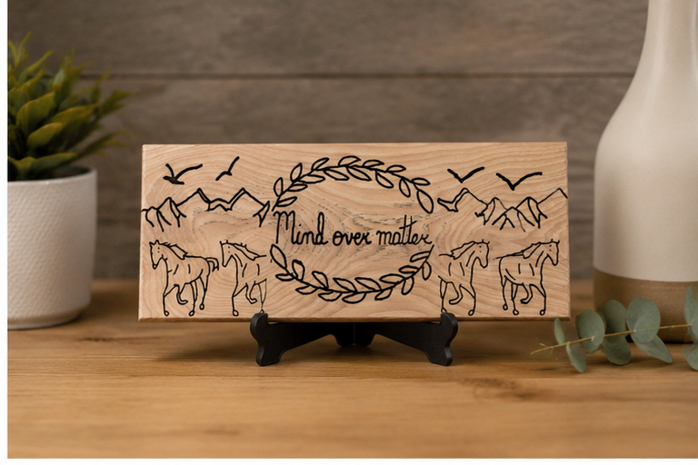 Horse Carved & Painted Wood Sign