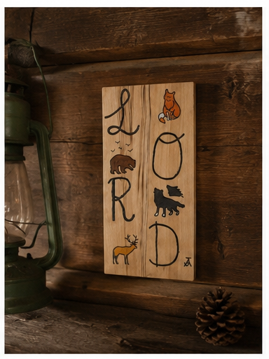 LORD Wildlife Hand Carved & Painted Wood Sign