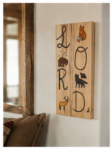 LORD Wildlife Hand Carved & Painted Wood Sign
