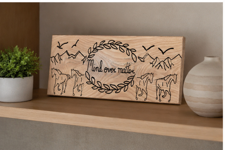 Horse Carved & Painted Wood Sign