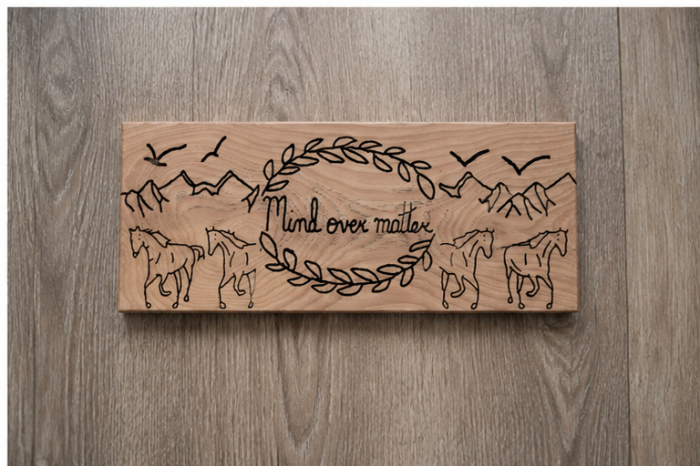 Horse Carved & Painted Wood Sign