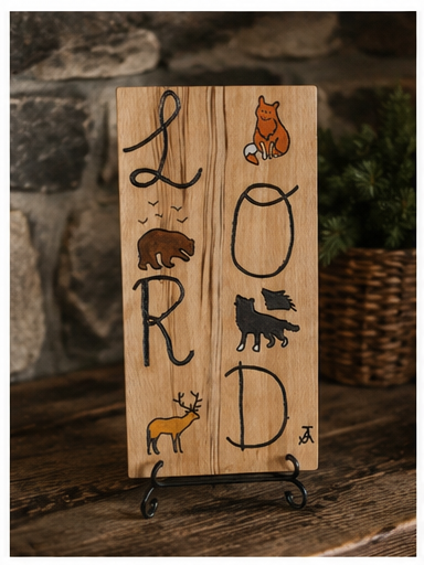 LORD Wildlife Hand Carved & Painted Wood Sign