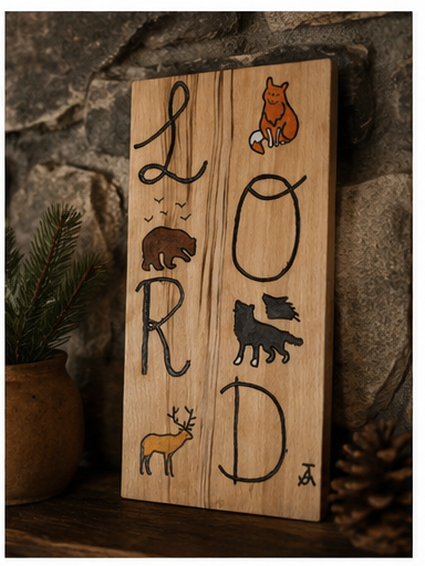 LORD Wildlife Hand Carved & Painted Wood Sign