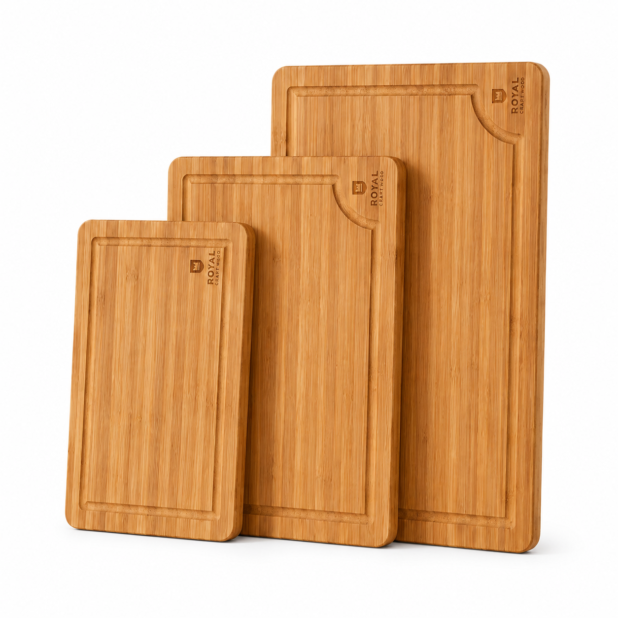 Custom Hand Carved Bamboo Cutting Board Set (Set of 3)